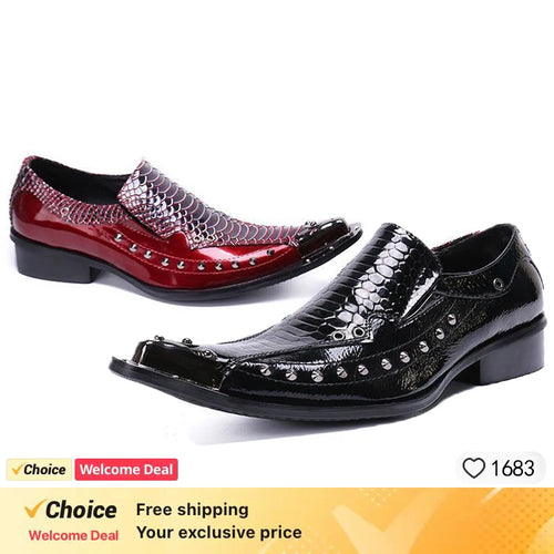 2025 Western Fashion Pointed Metal Toe Dress Shoes Blue Grey Party Wedding Leather Shoes for Men
