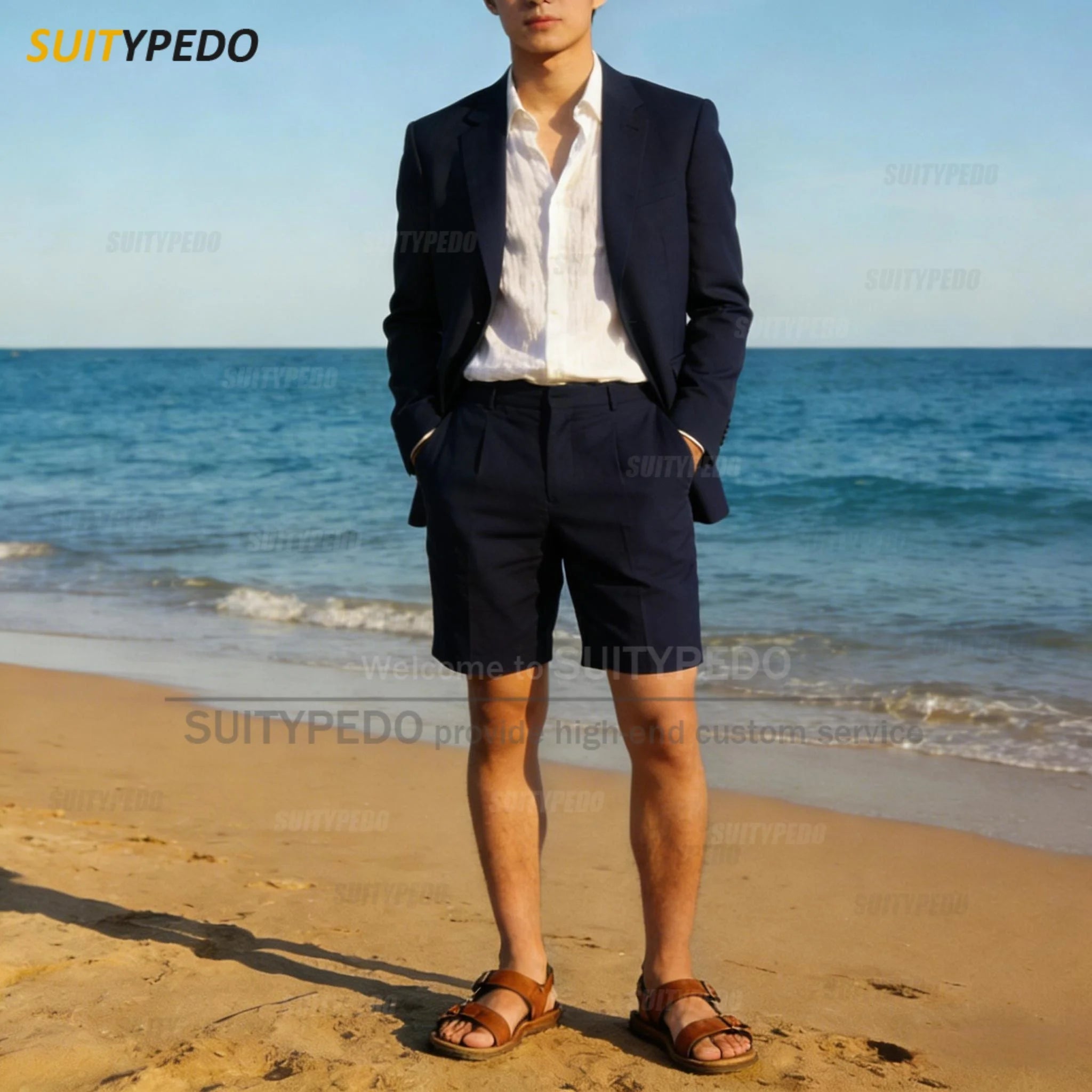 Summer New Design Suit Sets For Men 2 Piecs Blazer And Shorts Fashion Single Breasted Daily Beach Wedding Party Prom Suit Attire