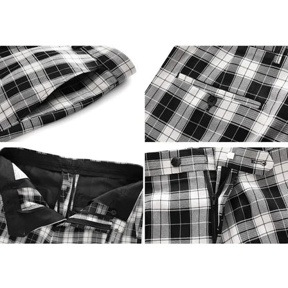 New Autumn Men's Asian Size Slim Fit Suit Pants, Black White Plaid Pant, Red Blue Vertical Striped Trousers. M-5XL 6XL