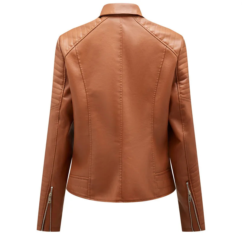 2026 New Fashion Women Faux Leather Jacket, Spring Autumn Zipper Casual Pu Coat, Female Biker Outerwear Ladies Clothes S-XXXL
