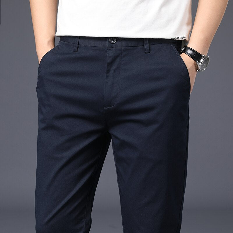 Plus Size 42 44 46 Classic Men&#39;s Straight Casual Pants 2022 Summer Thin Fashion Loose Business Cotton Trousers Brand Clothing