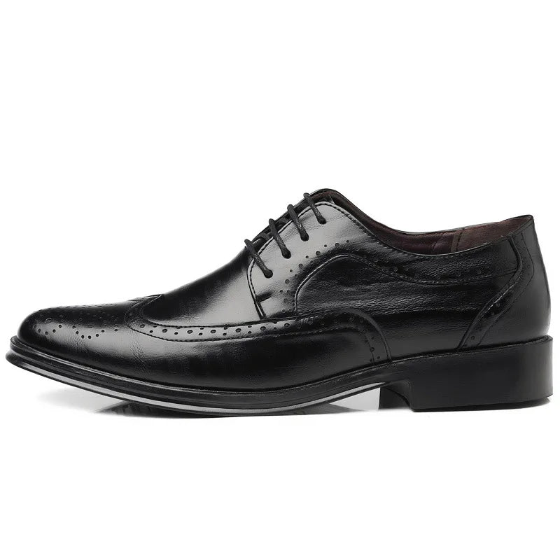 Herren Schnürschuhe Handgefertigt Brogue-Stil Party Lederschuhe Hochzeitsschuhe Herren Flats PU-Leder Business-Schuhe Atmungsaktive Business Loafers