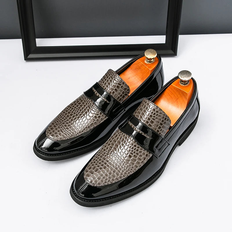 Loafers Shoes Men Color Blocked Business Casual Fashion Round Head Formal Wedding Shoes