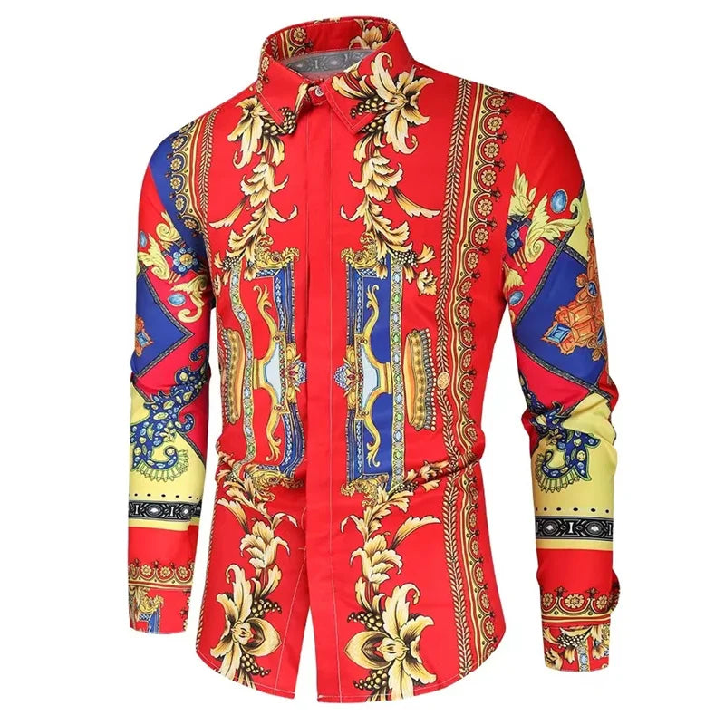 2024 Men's New Fashion Shirts Men's Suit Tops Gold Red Purple Button-Down Shirts Fashion Luxurious Soft Comfortable Plus Size