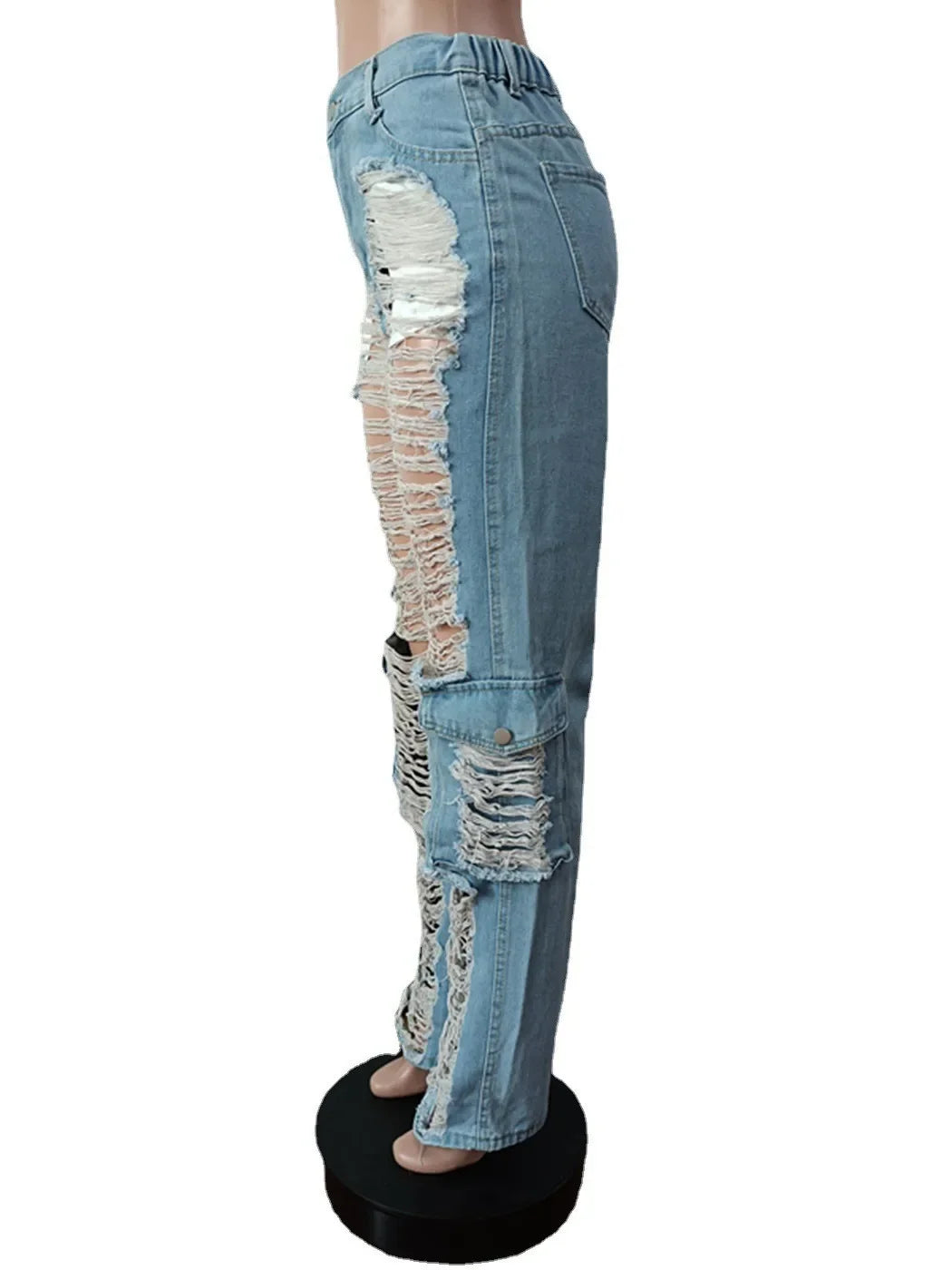 Casual Denim Women Fashion Stretch Jeans Women High Waist Streetwear Pencil Pant Trousers Ripped Jeans for Women Bottom Clothing