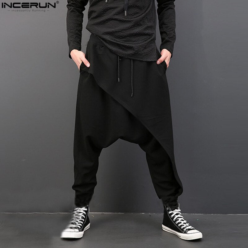 INCERUN Bărbați Dimensiune Plus Ocazional Drapeat Crotch Crotch Pantaloni Harem Hip-hop Pantaloni Baggy Pantaloni de dans Stil Gotic Punk Pantaloni Harem Bărbați