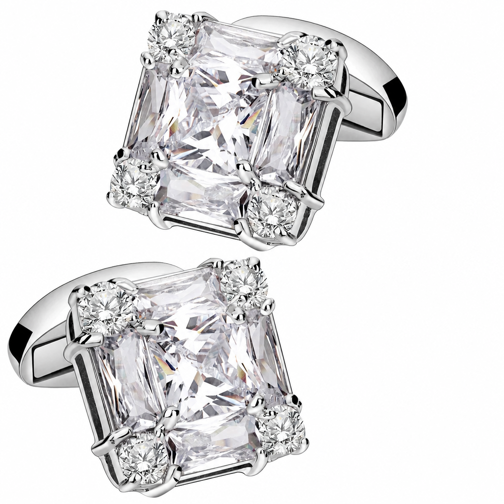 Men's cutting zircon cufflinks formal clothing accessory clear crystal
