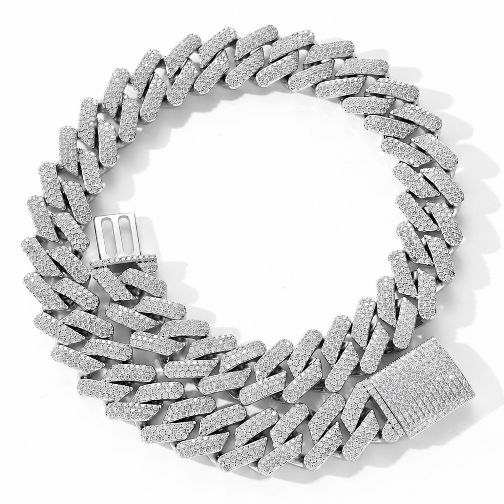 Men's 20mm iced out Miami Cuban link necklace silver