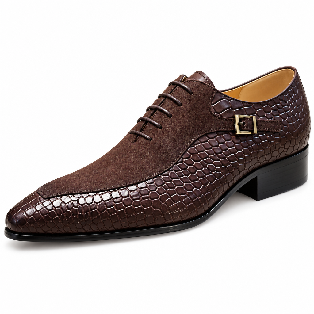 Crocodile oxford dress shoe side view