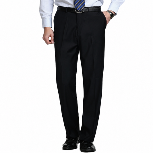 Men's plus size black straight business suit pants