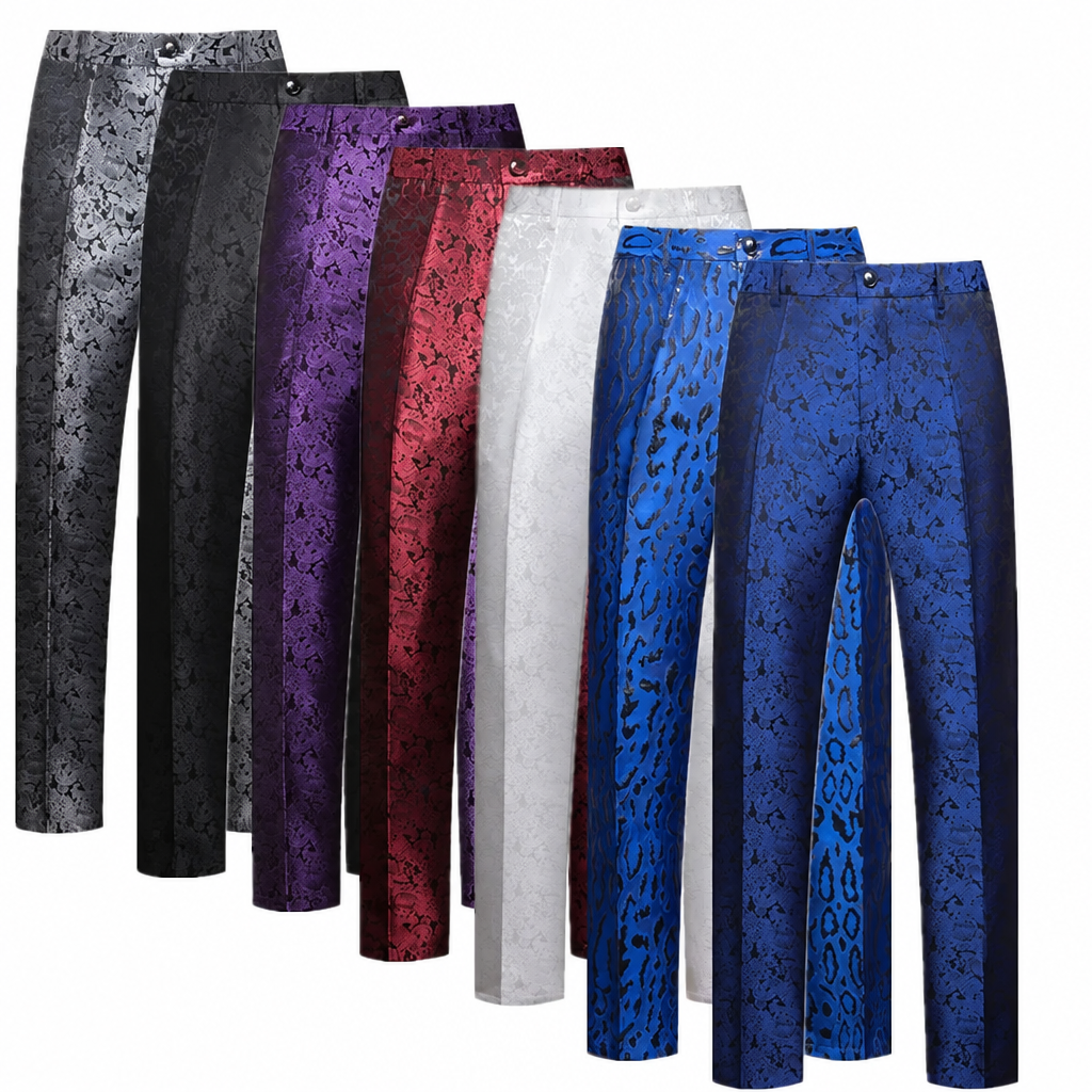 Men's blue jacquard suit trousers wedding dress pants