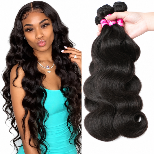 Brazilian body wave human hair bundles natural black