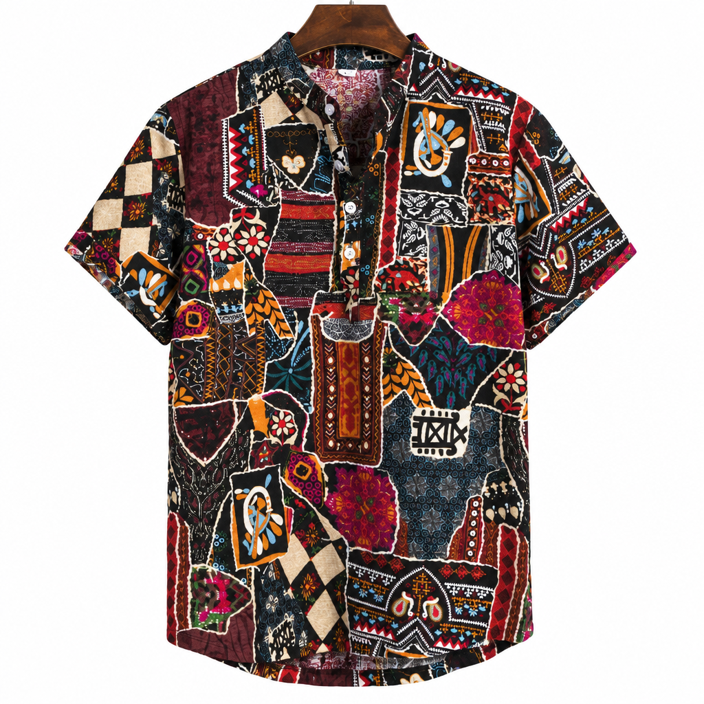 Men's African dashiki dress shirt casual streetwear multi-color