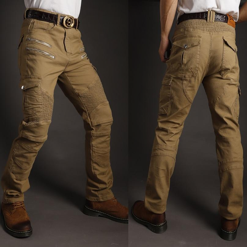 Men's khaki motorcycle motocross protective riding pants clean product photo
