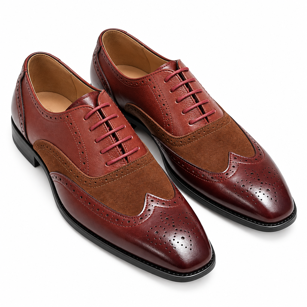 Men's vintage leather brogue dress shoes pair