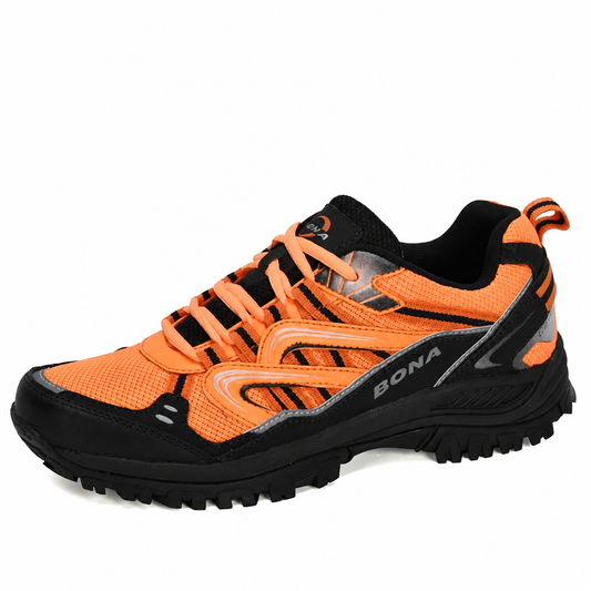 Men's hiking shoes outdoor trekking sneakers orange black
