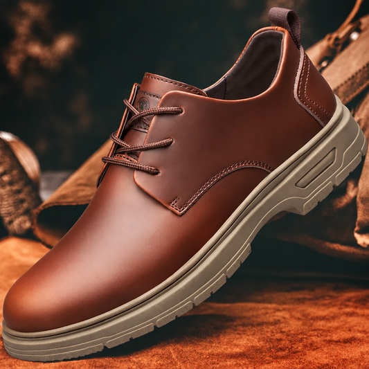 Men's classic lace-up business dress shoes brown leather