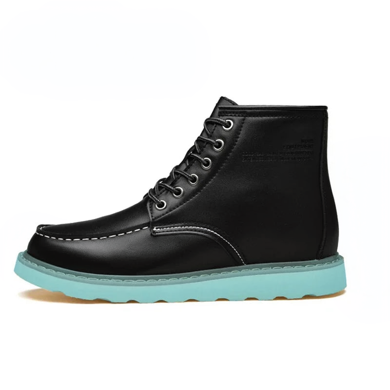 Men's hidden heel elevator leather height boots black clean product photo