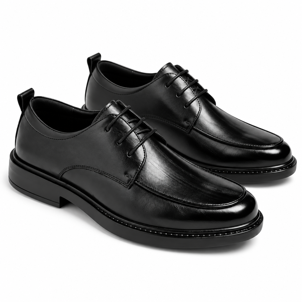 Men's black leather elevator oxfords pair clean product