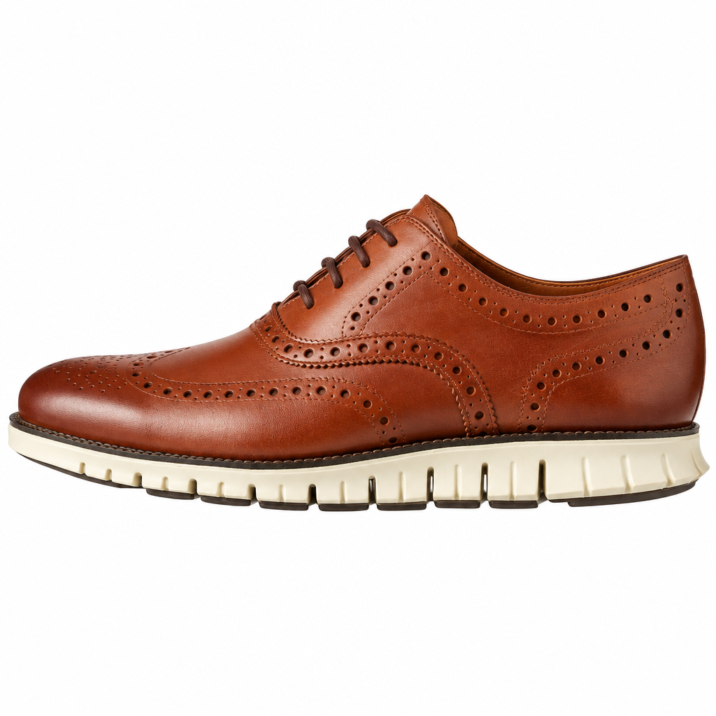 Carved leather brogue side profile