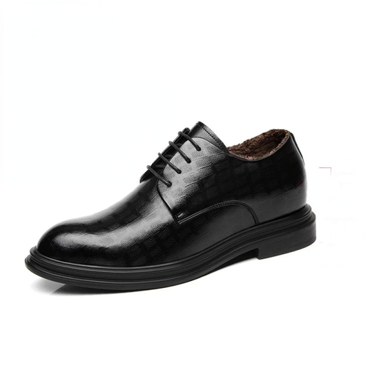 Men's elevator oxford dress shoes black checkered leather clean product photo
