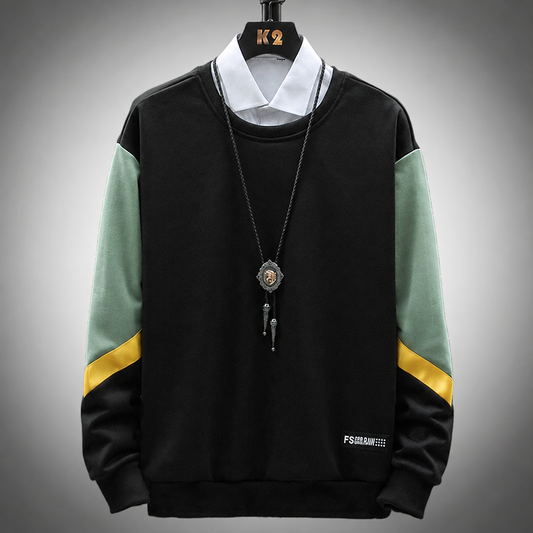 Men's autumn patchwork harajuku pullover hoodie 4XL