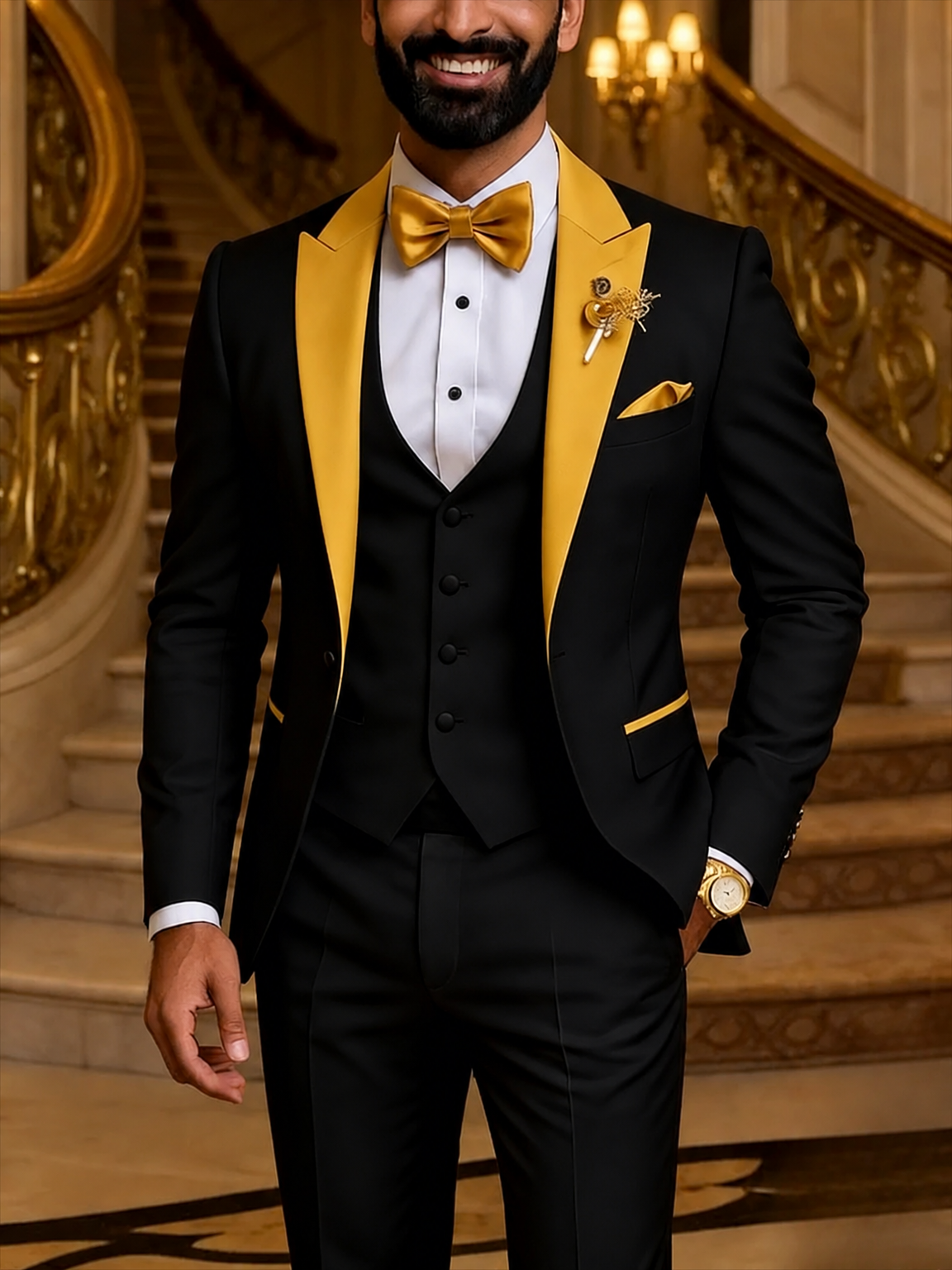 Men's 3-piece tuxedo suit colorway clean product photo
