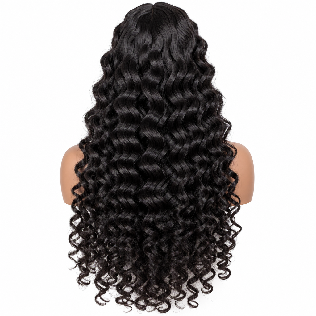 Deep wave Burmese curly wig back volume view
