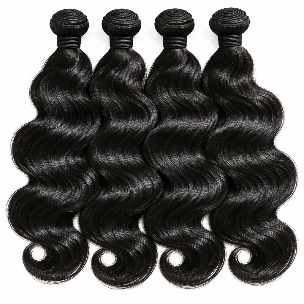 16A Brazilian body wave virgin hair bundles flat lay