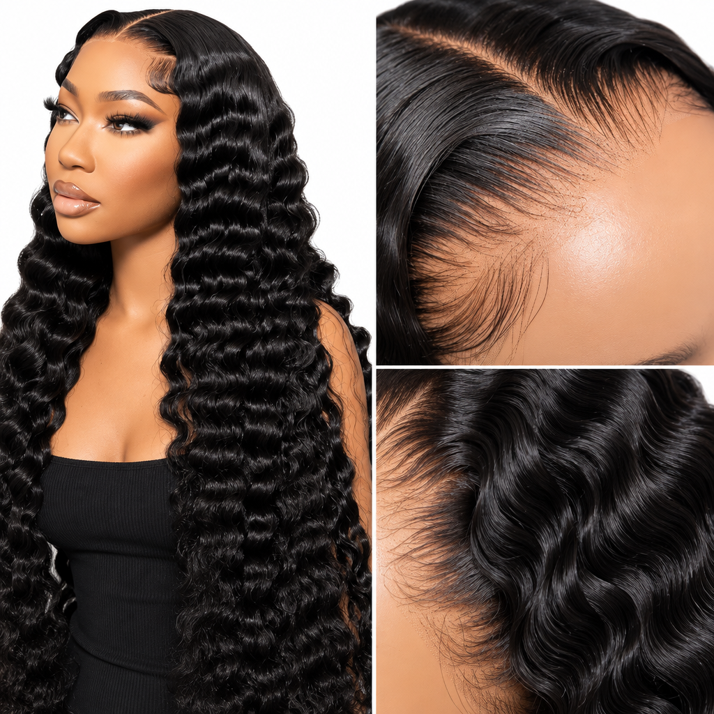 Deep wave Burmese curly lace hairline close-up