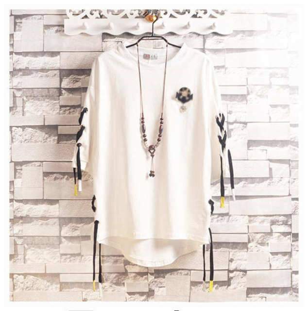 Idopy Korean Fashion Men`s Street Style Lace Punk Gothic Pullover Designer Steampunk Hem Hip Hop Shirts & Tops Shirts Tees