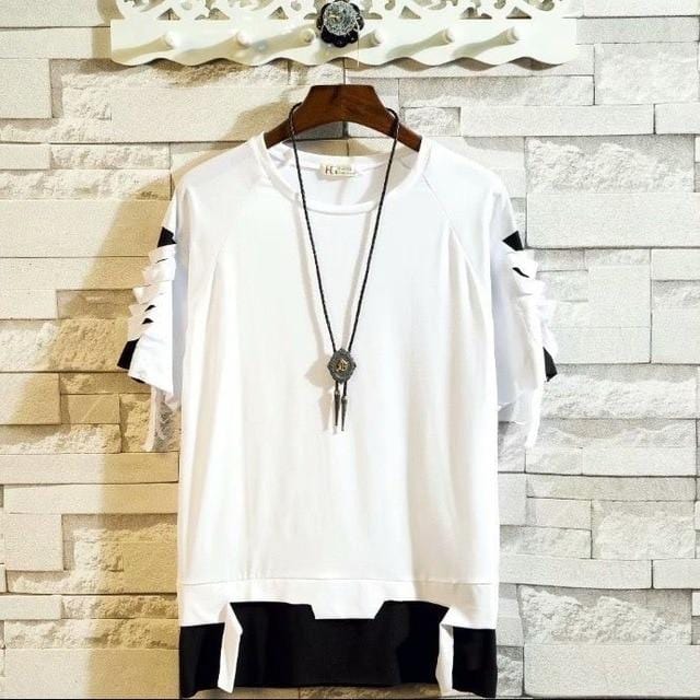 Idopy Korean Fashion Men`s Street Style Lace Punk Gothic Pullover Designer Steampunk Hem Hip Hop Shirts & Tops Shirts Tees