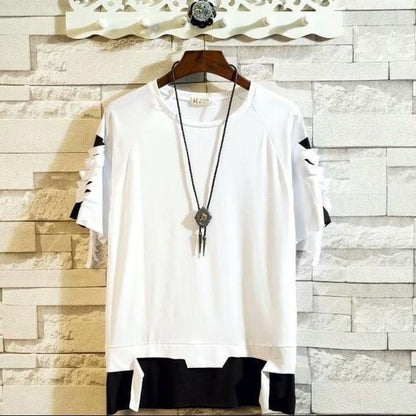 Idopy Korean Fashion Men`s Street Style Lace Punk Gothic Pullover Designer Steampunk Hem Hip Hop Shirts & Tops Shirts Tees