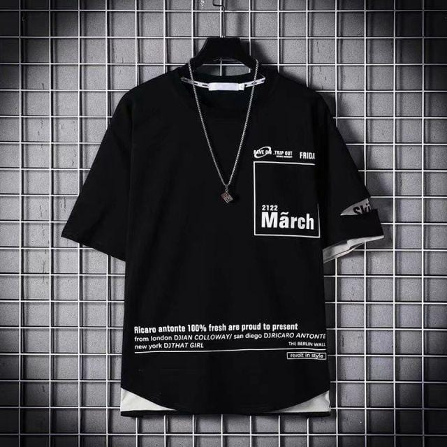 Idopy Korean Fashion Men`s Street Style Lace Punk Gothic Pullover Designer Steampunk Hem Hip Hop Shirts & Tops Shirts Tees