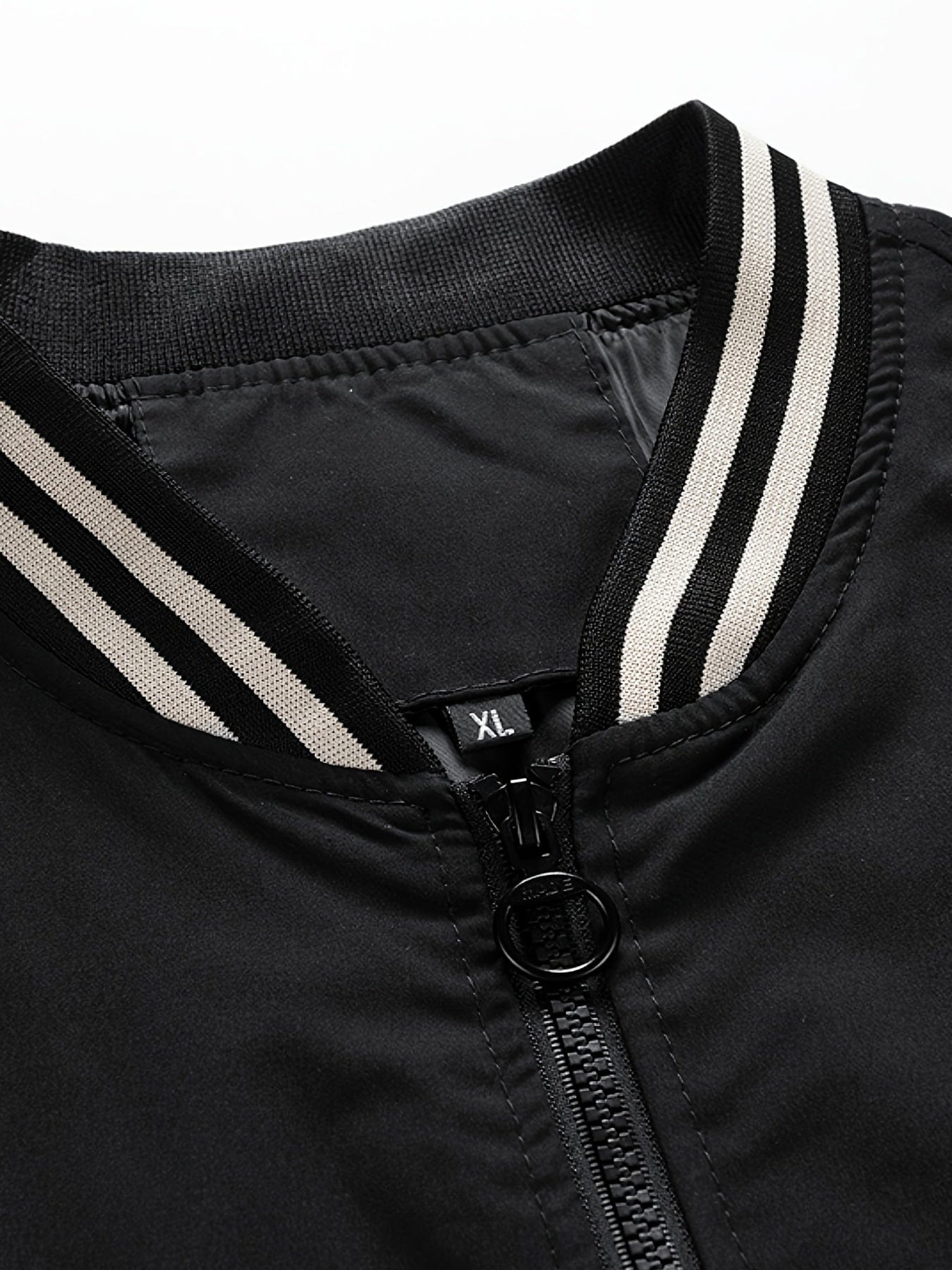Men's Bomber Zipper Jacket, Casual Streetwear Hip Hop Loose Baseball Coats