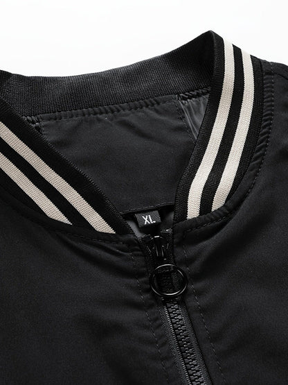 Men's Bomber Zipper Jacket, Casual Streetwear Hip Hop Loose Baseball Coats