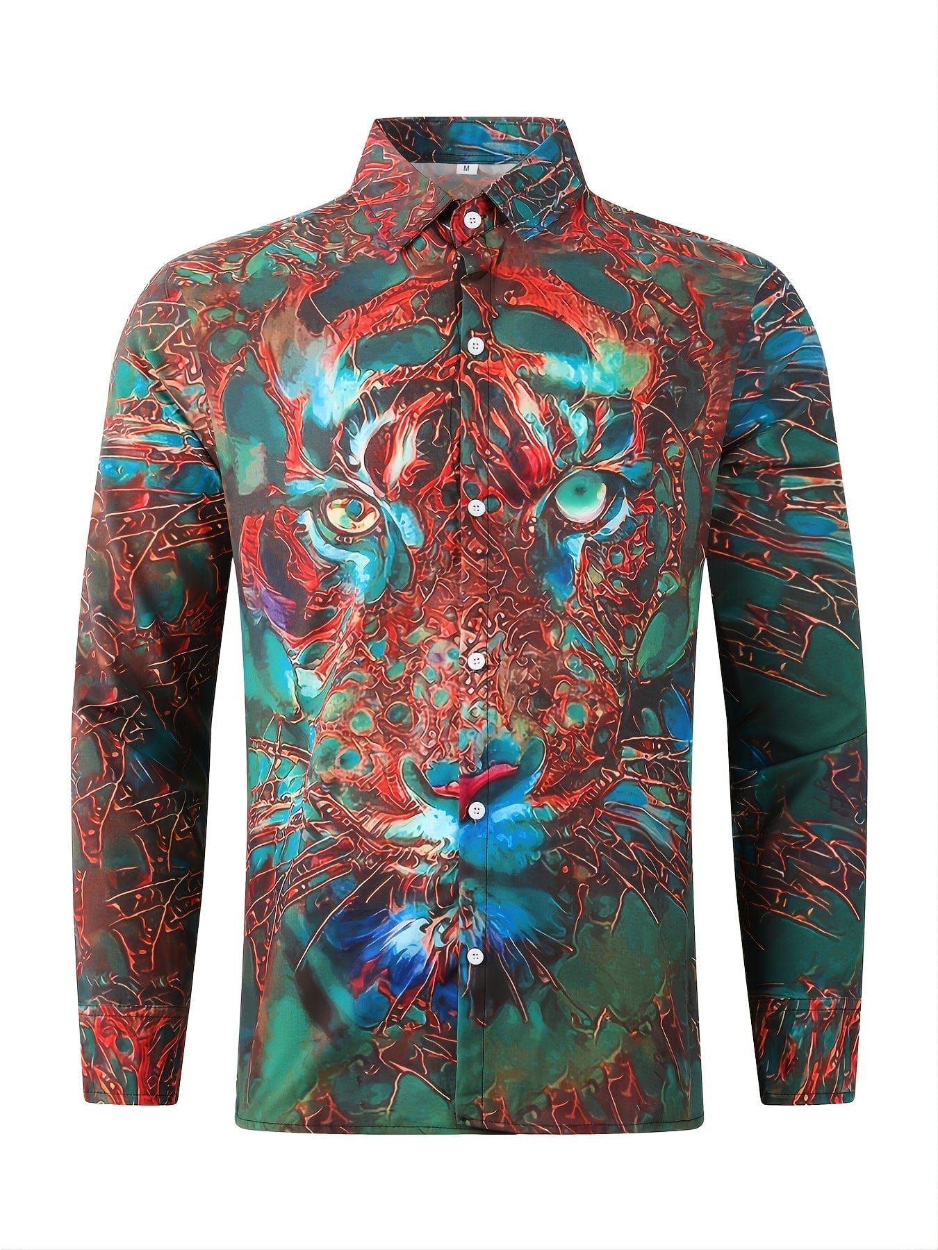 New Men's Printed Green Long Sleeve Shirt Christmas Gifts
