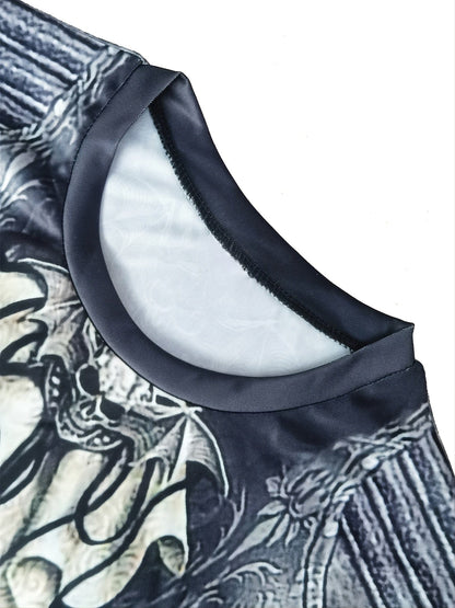 Men's Casual Loose Prints Polyester  T-Shirt
