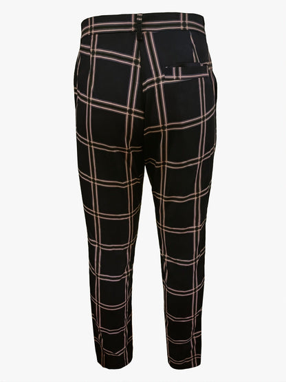 Men's Plaid Straight Slim Fit Suit Pants