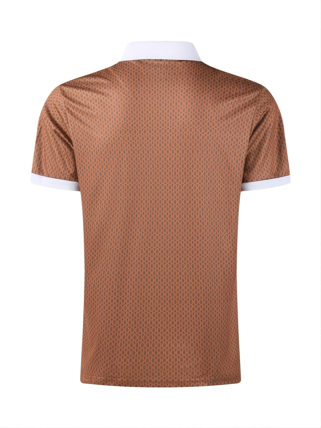 Small Size & Order Size Up, New Men's Casual Slim Fashionable Street Style Dark Brown Lapel Short Sleeves Polo Shirt With Floral Print Christmas Gifts
