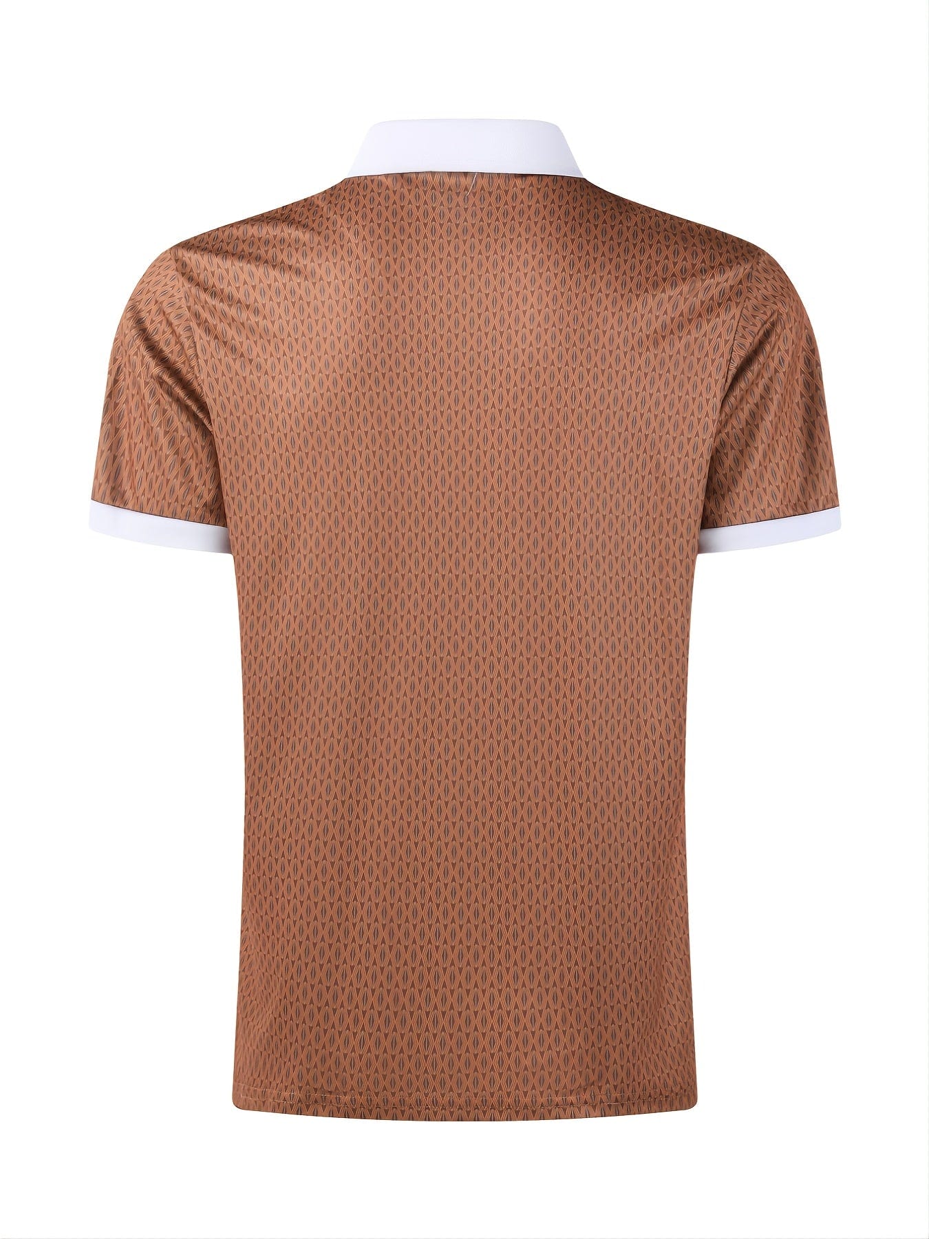 Small Size & Order Size Up, New Men's Casual Slim Fashionable Street Style Dark Brown Lapel Short Sleeves Polo Shirt With Floral Print Christmas Gifts