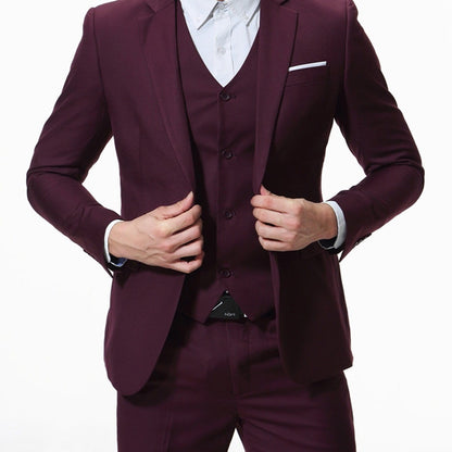 New Men's Two-button Business Casual Suit Three-piece Suit