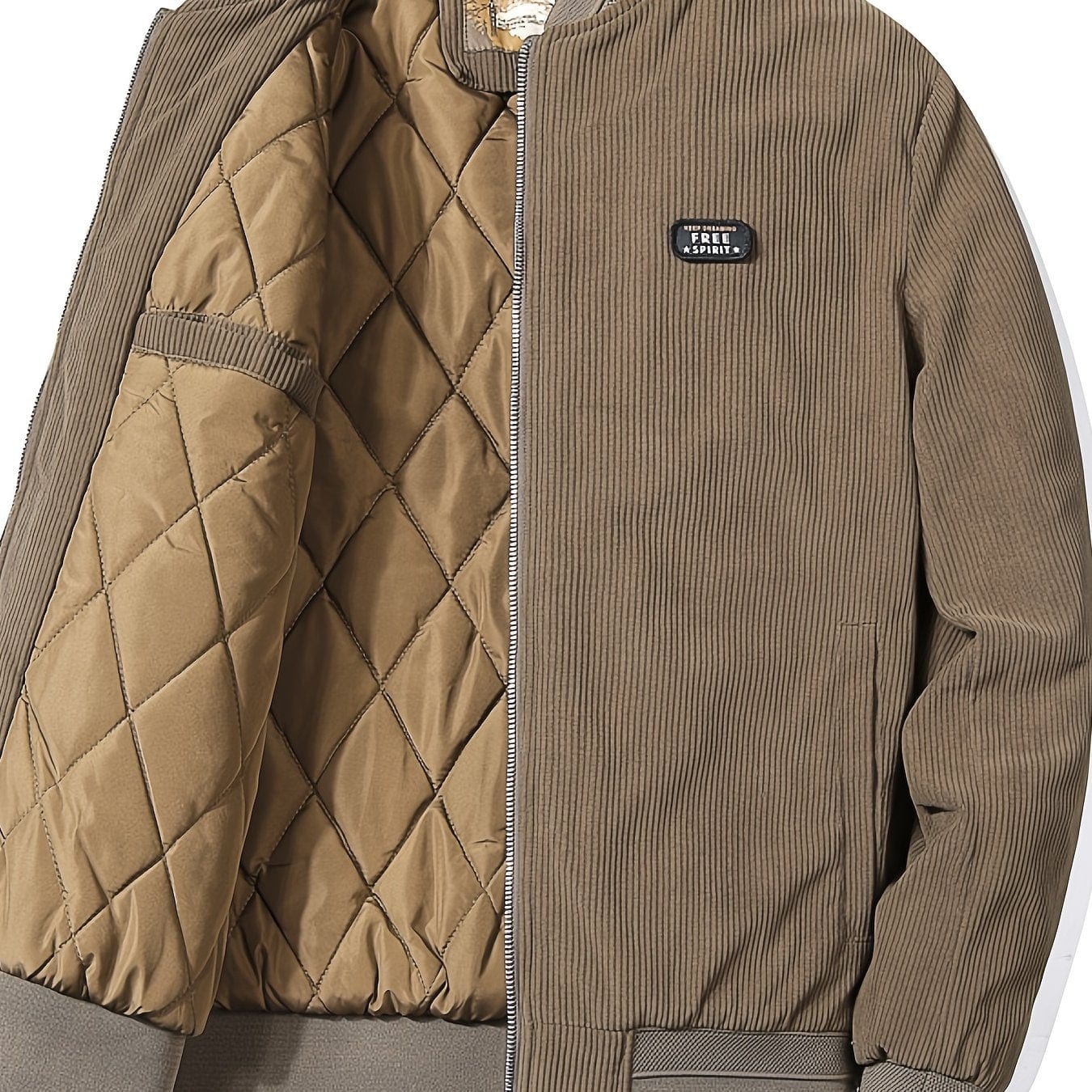 Men's Patched Detail Corduroy Bomber Jacket For Winter