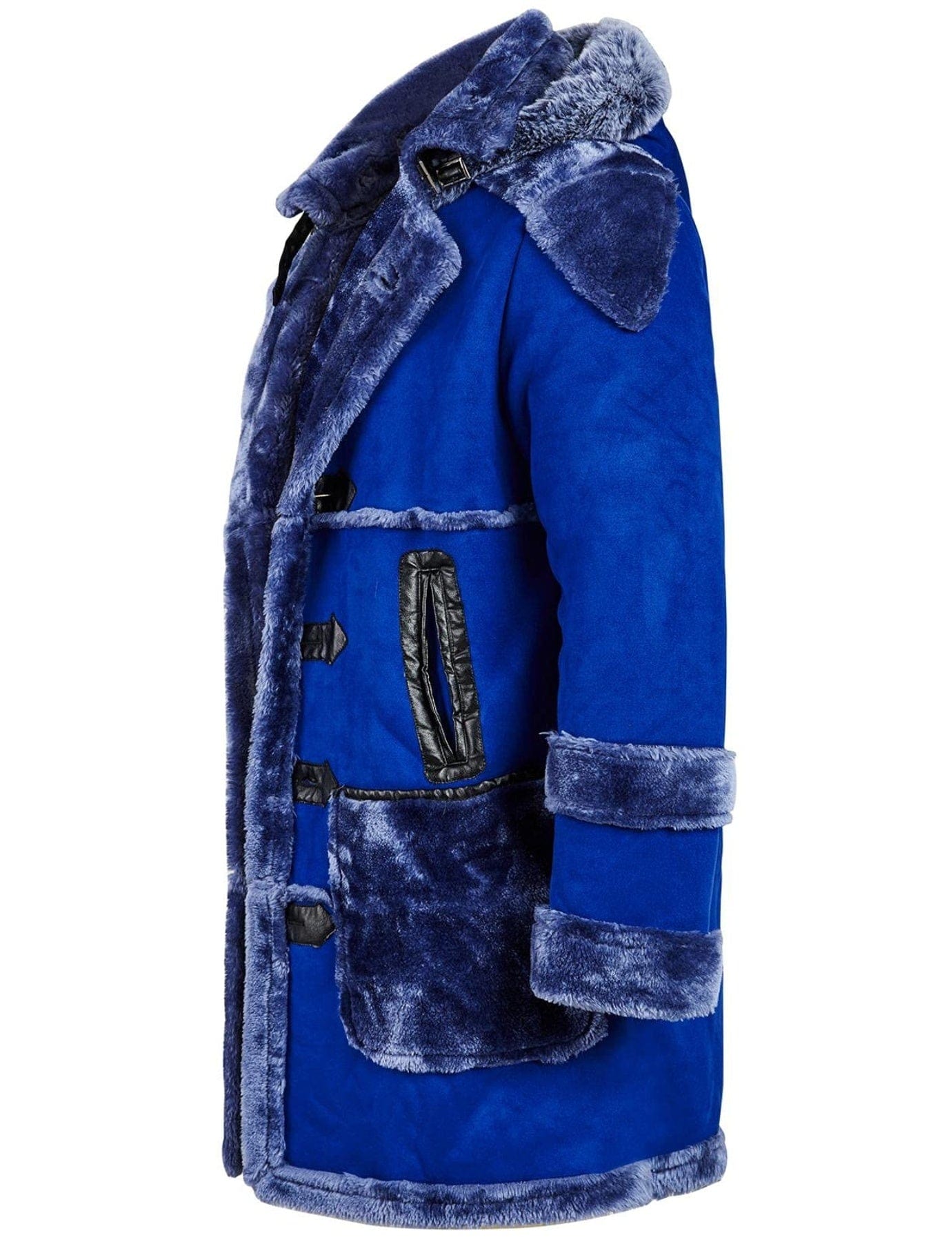 Men's Shearling Leather Coat Faux Suede Sherpa Lined Jacket With Hood Men's Clothes