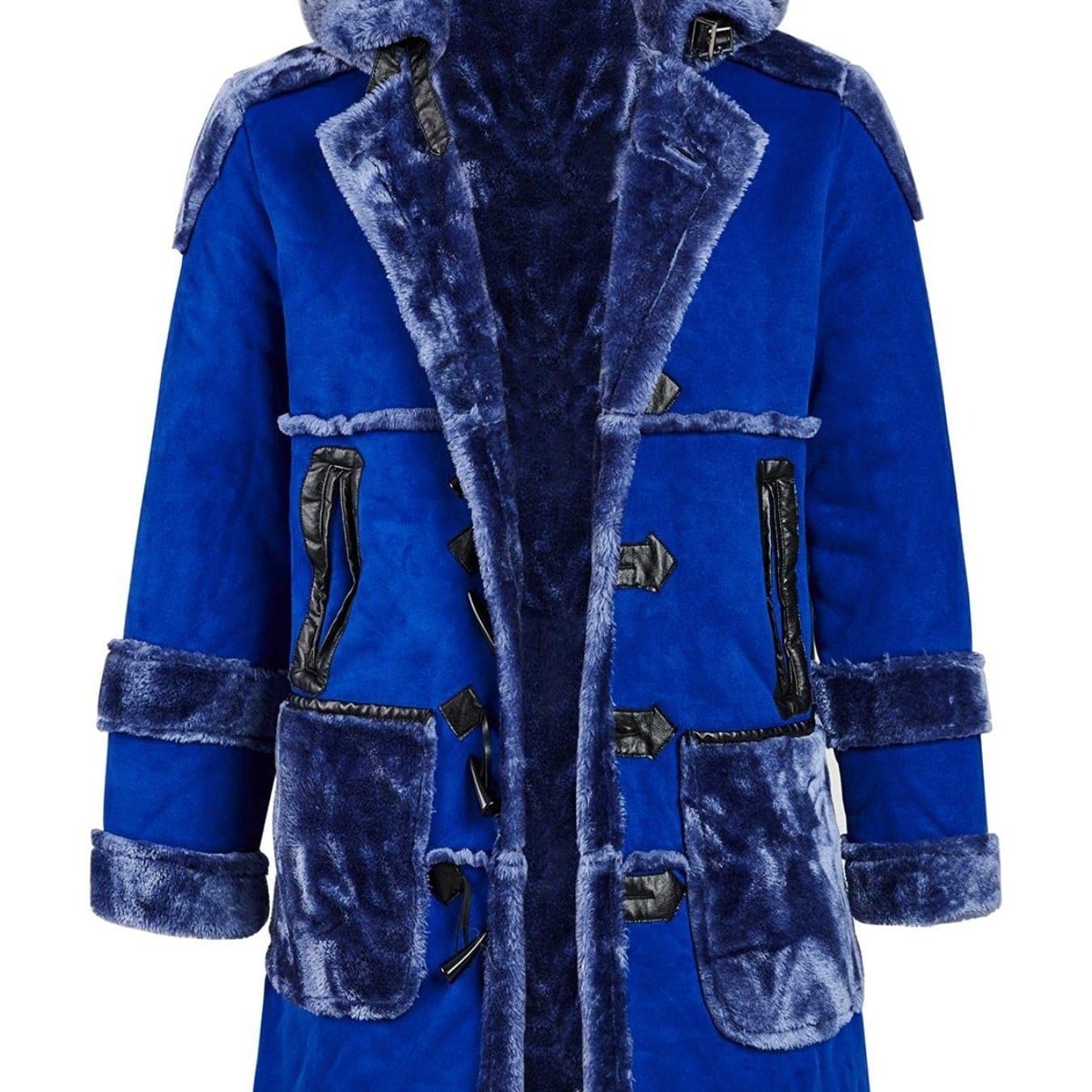 Men's Shearling Leather Coat Faux Suede Sherpa Lined Jacket With Hood Men's Clothes