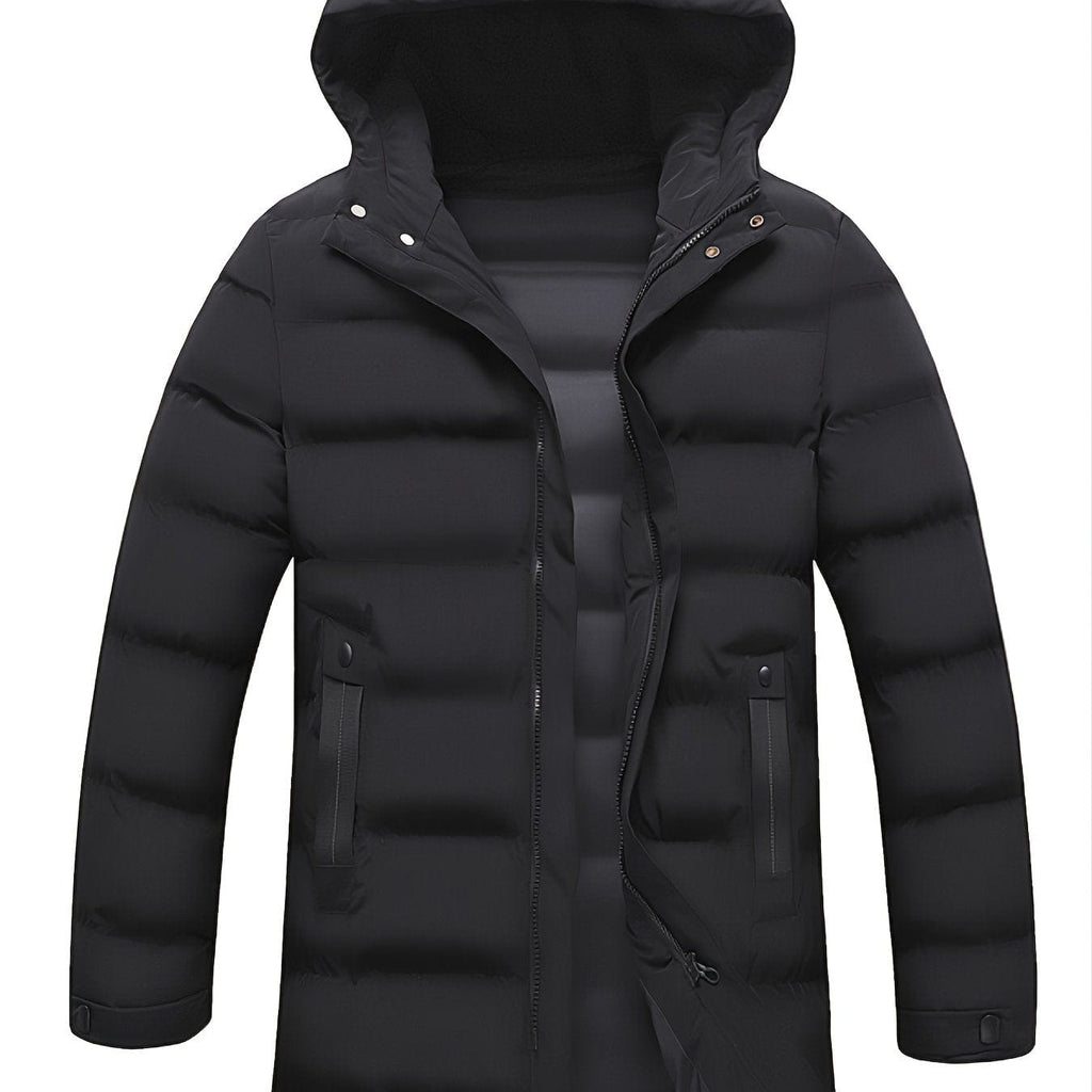 Men's Mid-length Winter Thickened Warm Hooded Padded Jacket