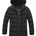 Men's Mid-length Winter Thickened Warm Hooded Padded Jacket