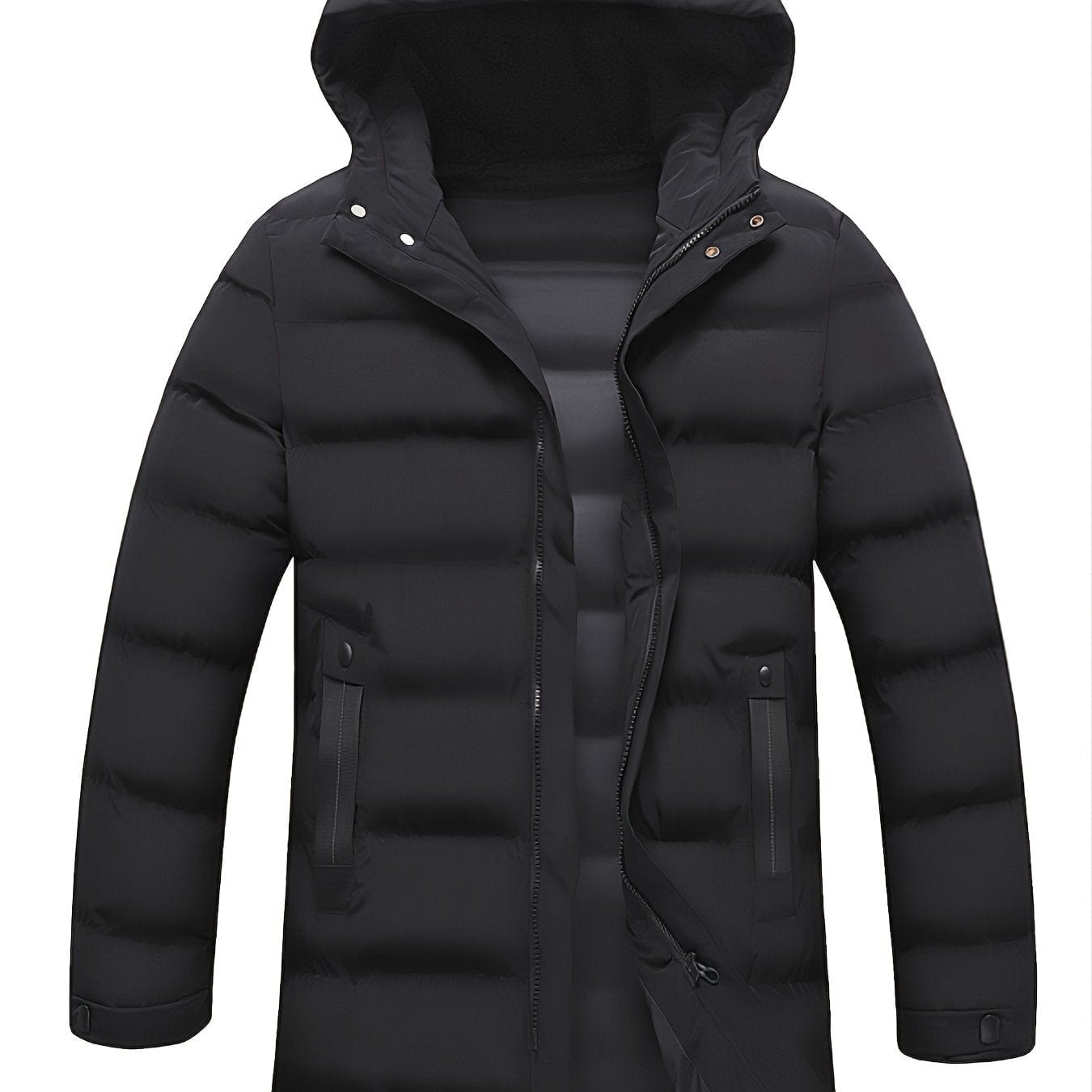 Men's Mid-length Winter Thickened Warm Hooded Padded Jacket