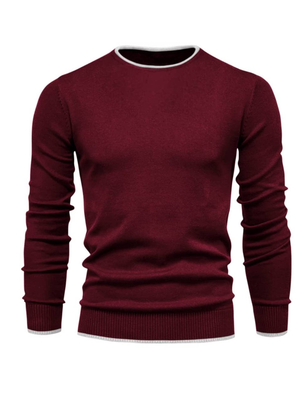 Men's Solid Sweater Crew Neck Long Sleeve Knitted Pullover Jumper Tops