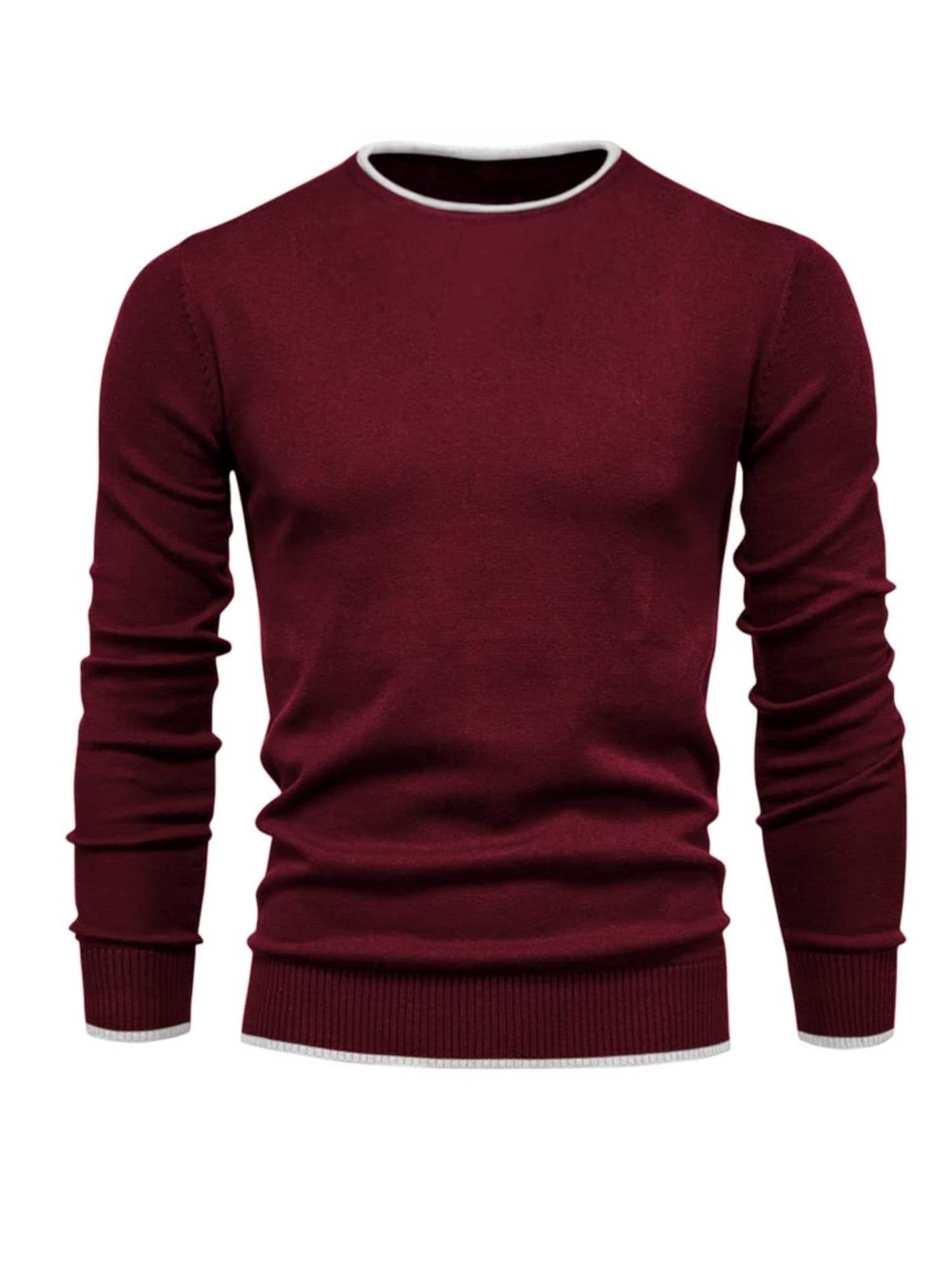 Men's Solid Sweater Crew Neck Long Sleeve Knitted Pullover Jumper Tops